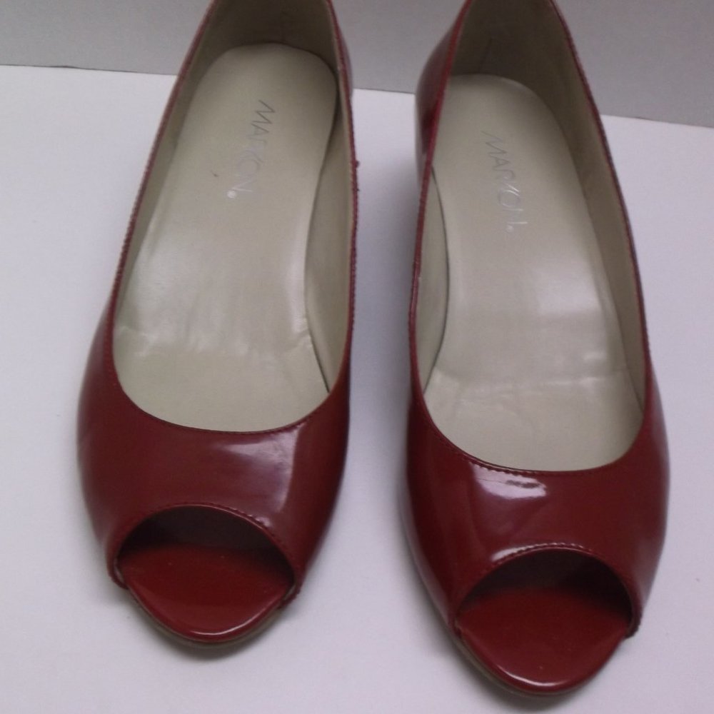 Markon Red patten Leather peep toe Wedge